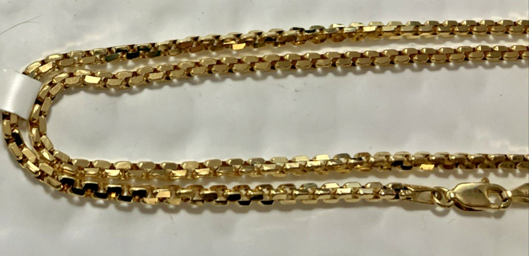 10k Real Gold Rounded Box Chain Semi-Solid/Hollow 8.6Grams 2.8×2.2mm 22” NWT 10K