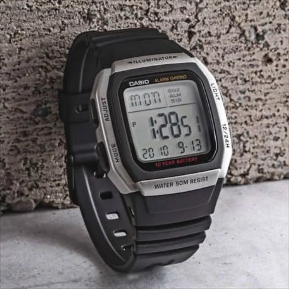 Casio W-96H-1AV Digital Sport 50M WR Alarm LED Backlight Afterglow Stopwatch