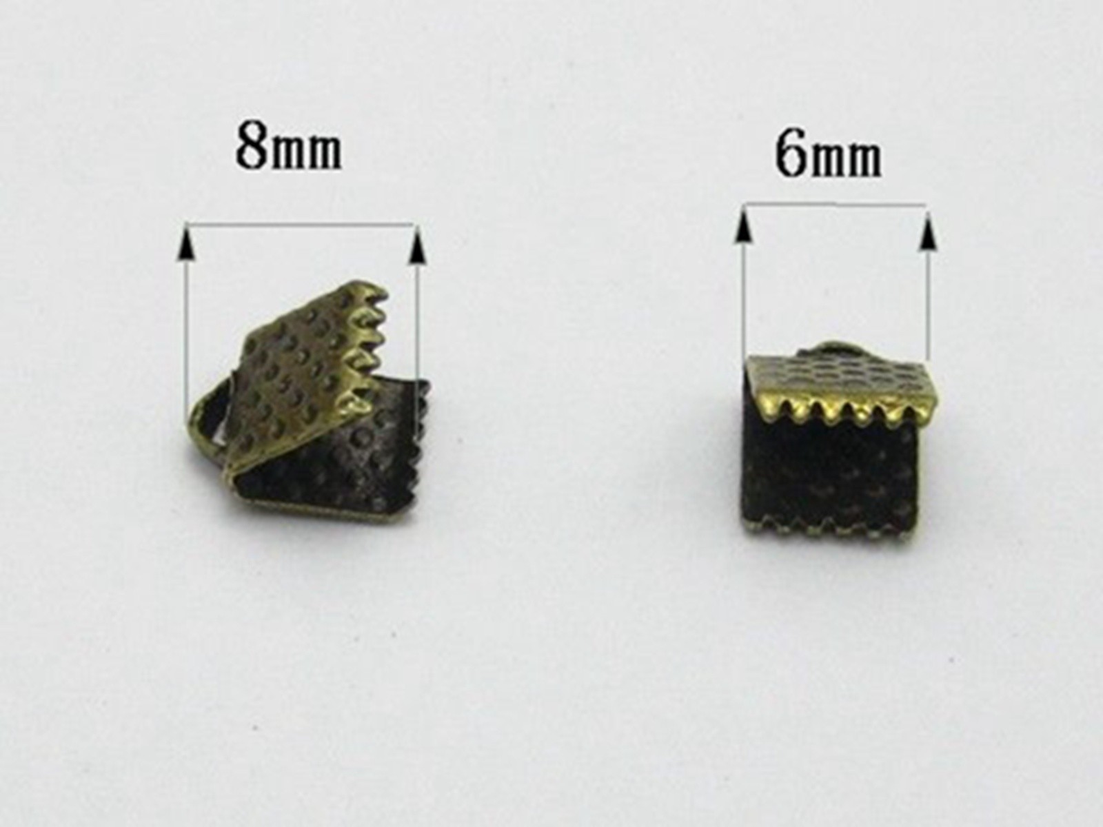 Bronze Tone Textured Ribbon Necklace Cord End Caps Crimp Beads Tips 6mm-30mm