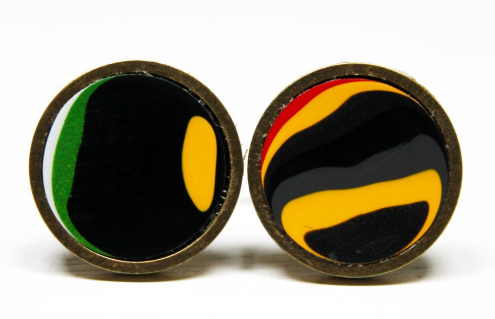 Fordite Cufflinks – 16mm – Bronze Colored Titanium – 2 mm Thick (C-383)