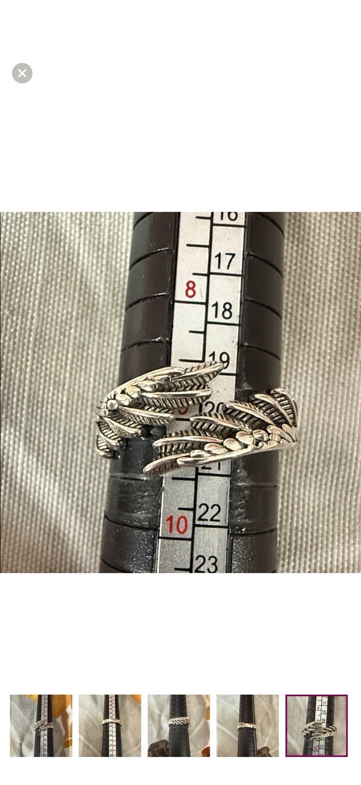.925 STERLING SILVER FEATHER DESIGN BYPASS RING SIZE 9 – Comes With Box! #264