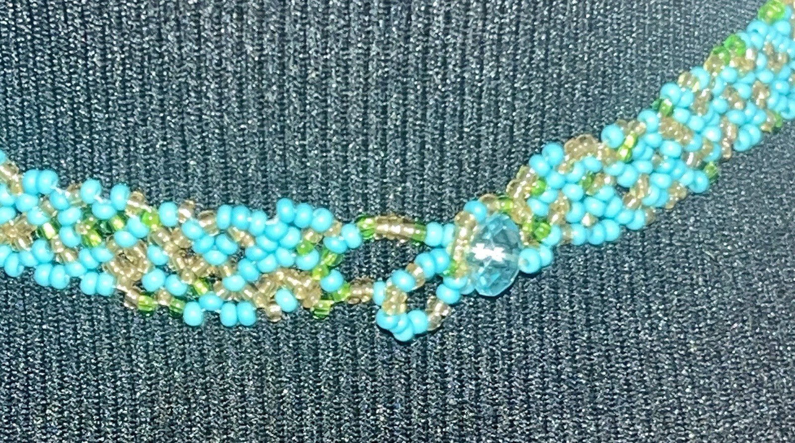 handcrafted artisan jewelry TURQUOISE GLASS BEAD NECKLACE Coral Design