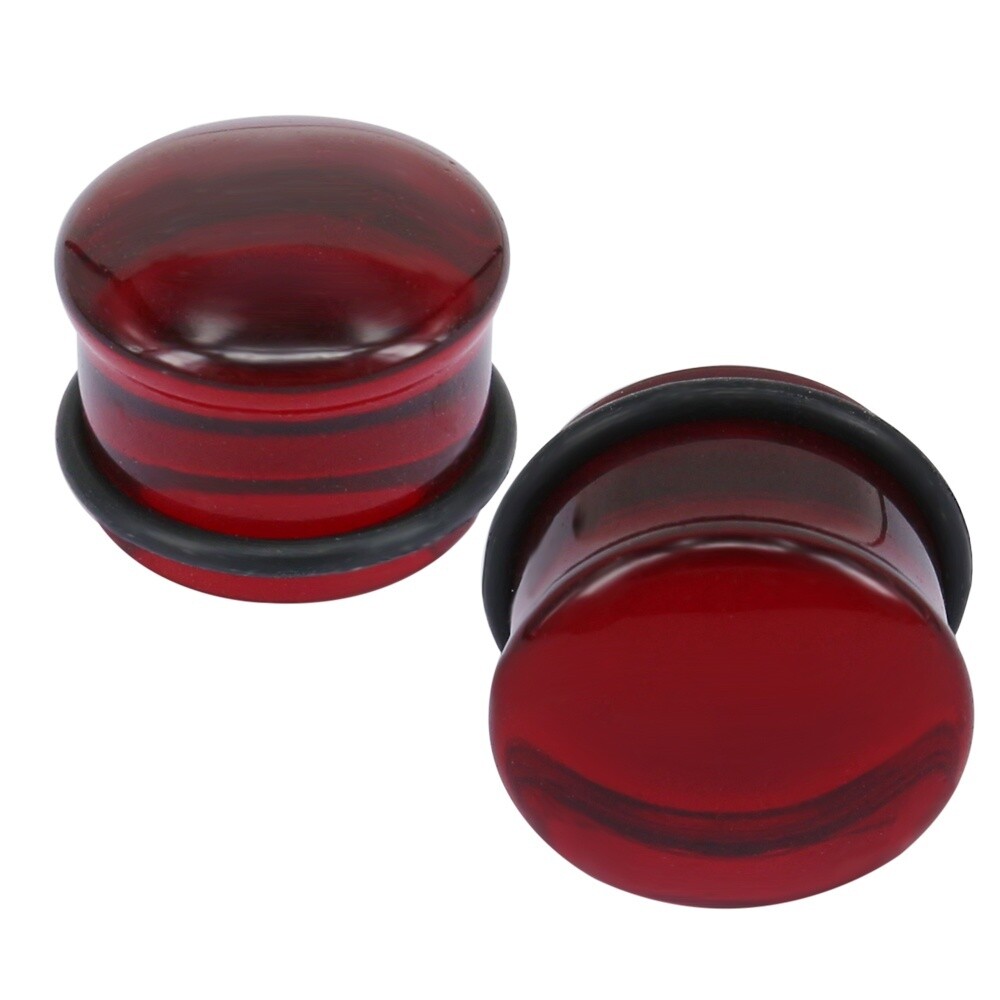 1 Pair Glass Ear Gauges Mushroom Single Flare Plug Ear Lobe Stretching Piercing