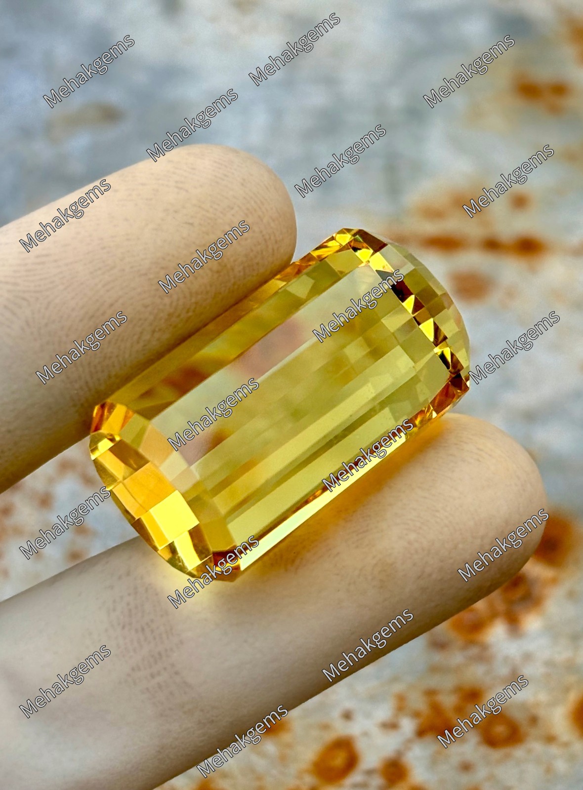 Large 98 Ct Citrine Gemstone, Pendant Size Cube Shape, Golden Yellow , November
