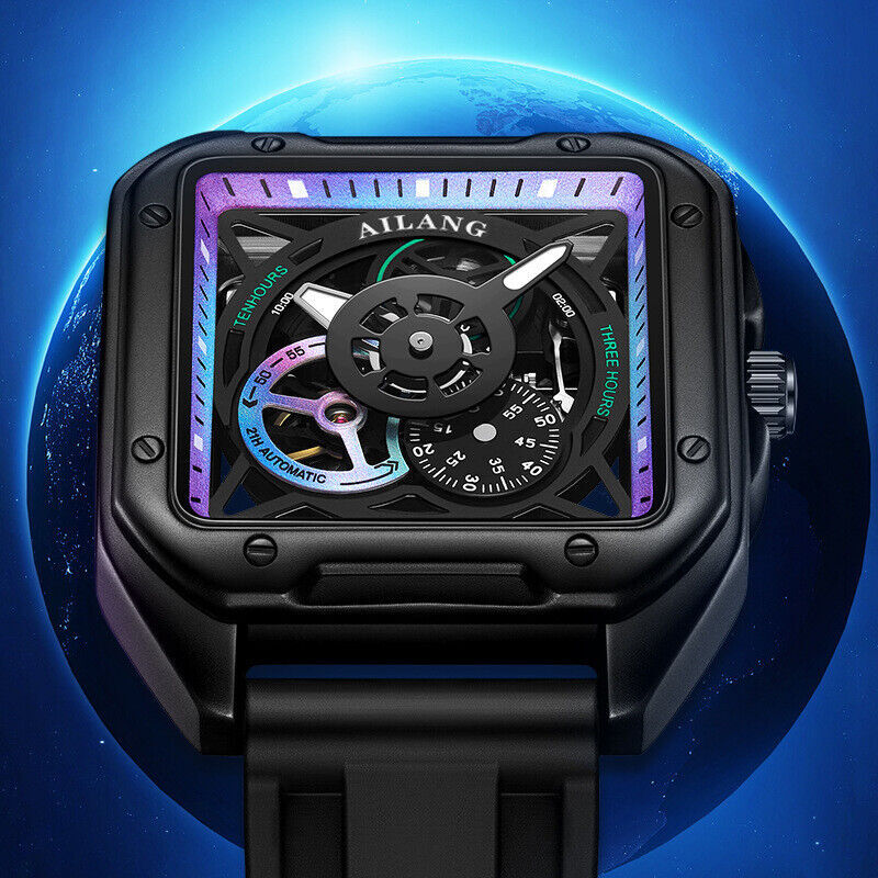 AILANG Men Watch Waterproof Hollow Design Automatic Mechanical Wristwatch-8309