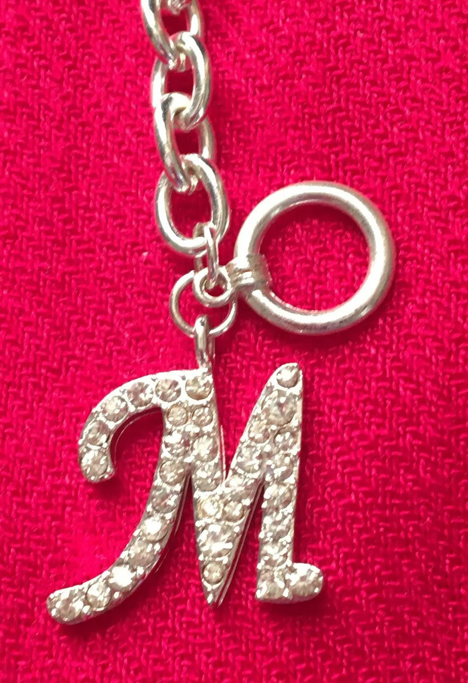 Initial M Rhinestone Silver-Tone Bracelet *Frederick’s Of Hollywood *Size S/M