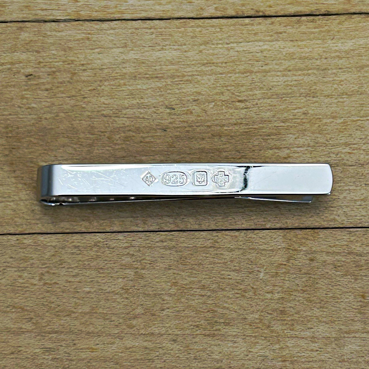 Dunhill Hallmark Signed 925 Sterling Silver Rectangle Tie Bar/Clip