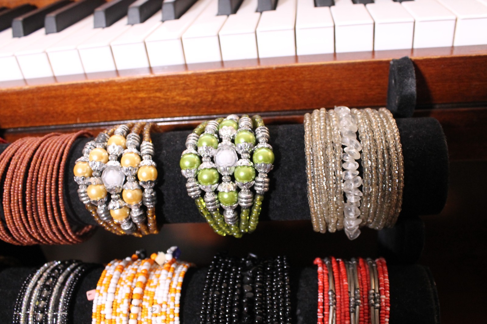 New Lot of TEN Bracelets Handmade in Indonesia Beads Multicolor Colorful Cuff