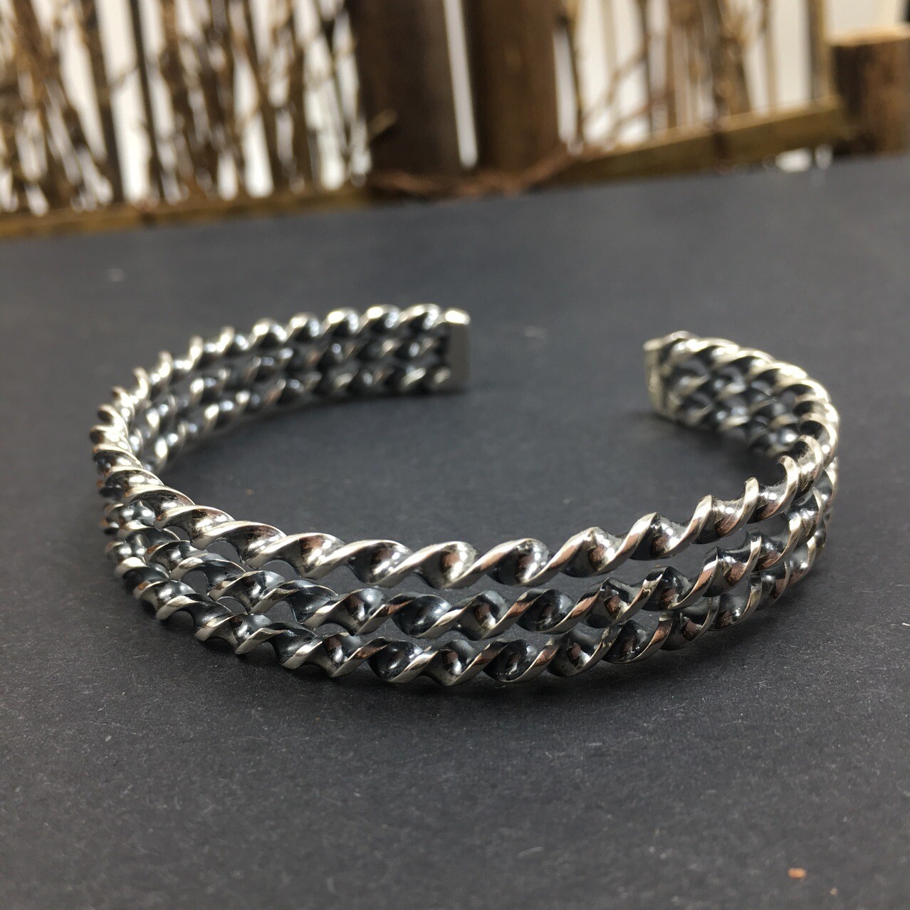 A25 Twisted Spiral Bangle Sterling Silver 925