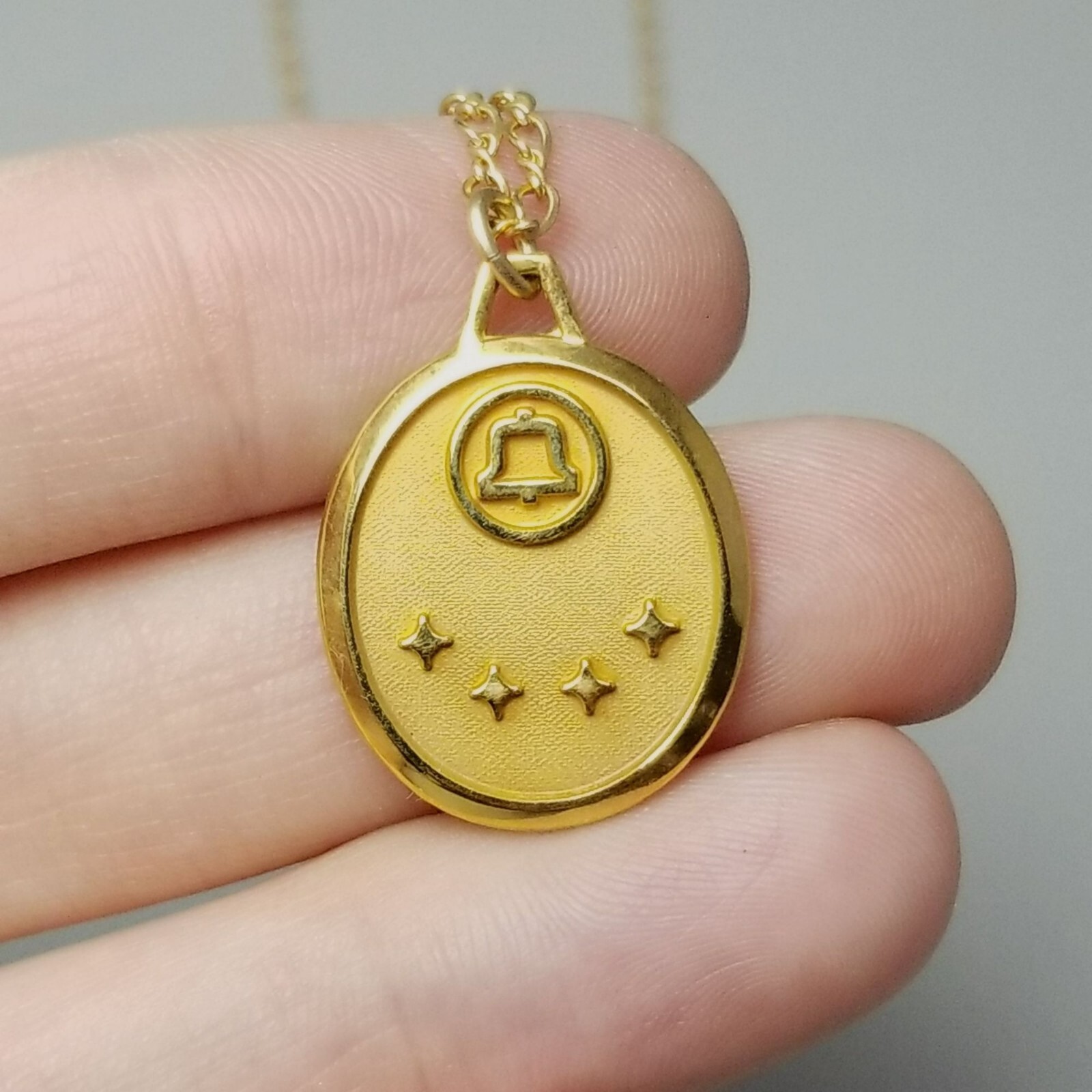 Vintage Bell Telephone Pendant Charm Necklace LGB Signed 1/5 10k Gold Filled