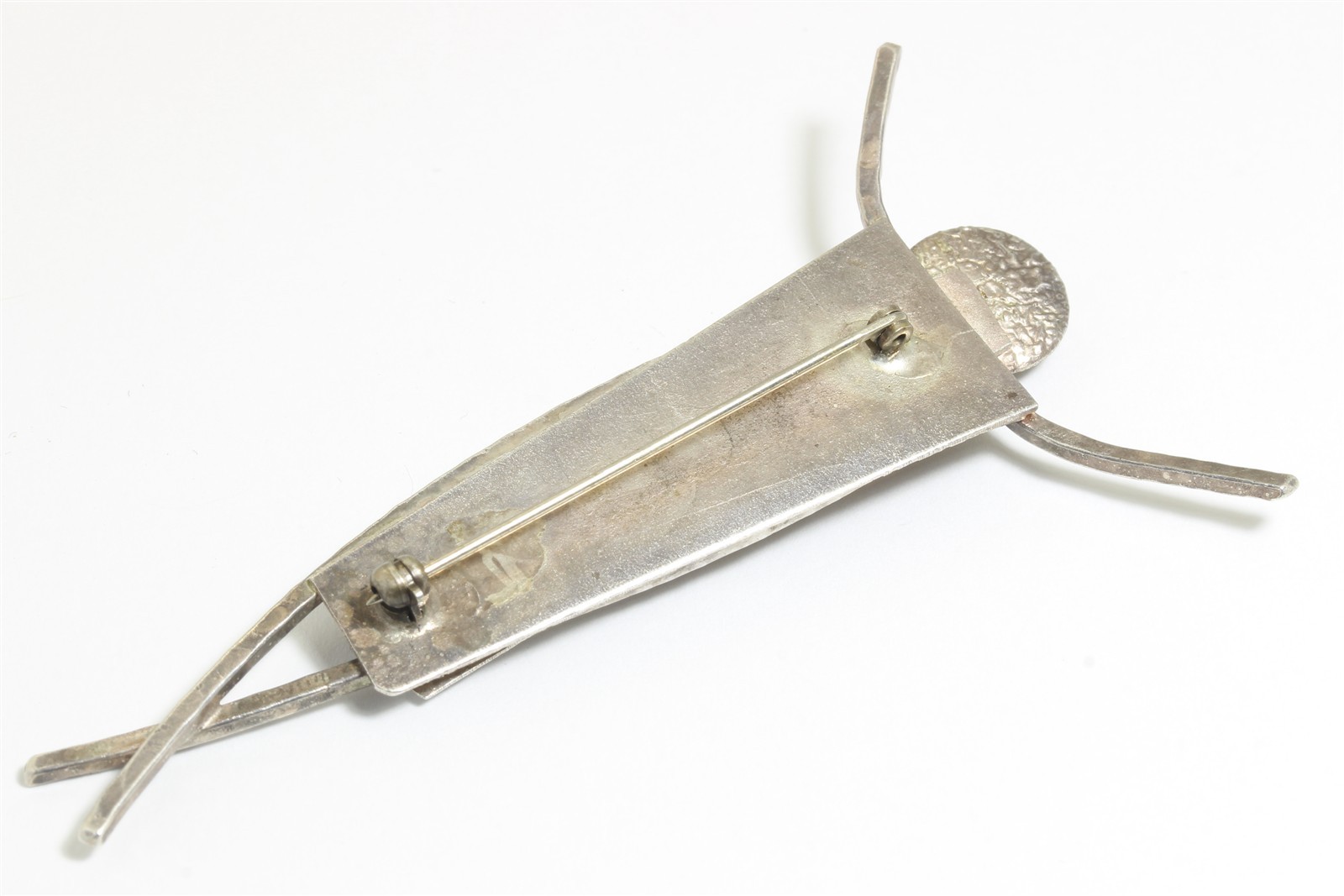 Artisan Sterling Silver 14k Gold Handmade Stamped Petroglyph Figural Brooch Pin