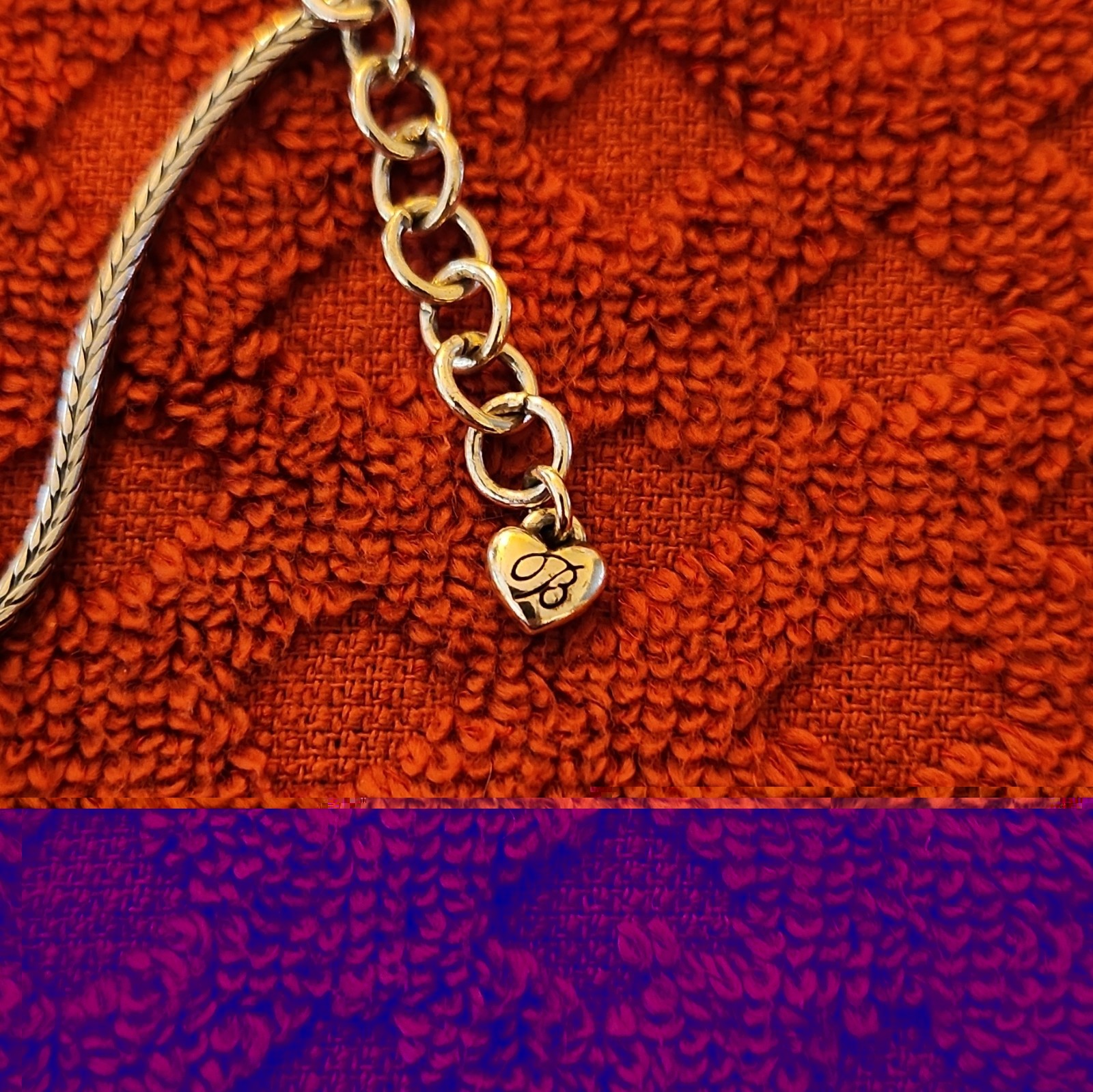 0054 Brighton Silver Tone Heart Crystal Pendant Snake Chain Necklace Signed