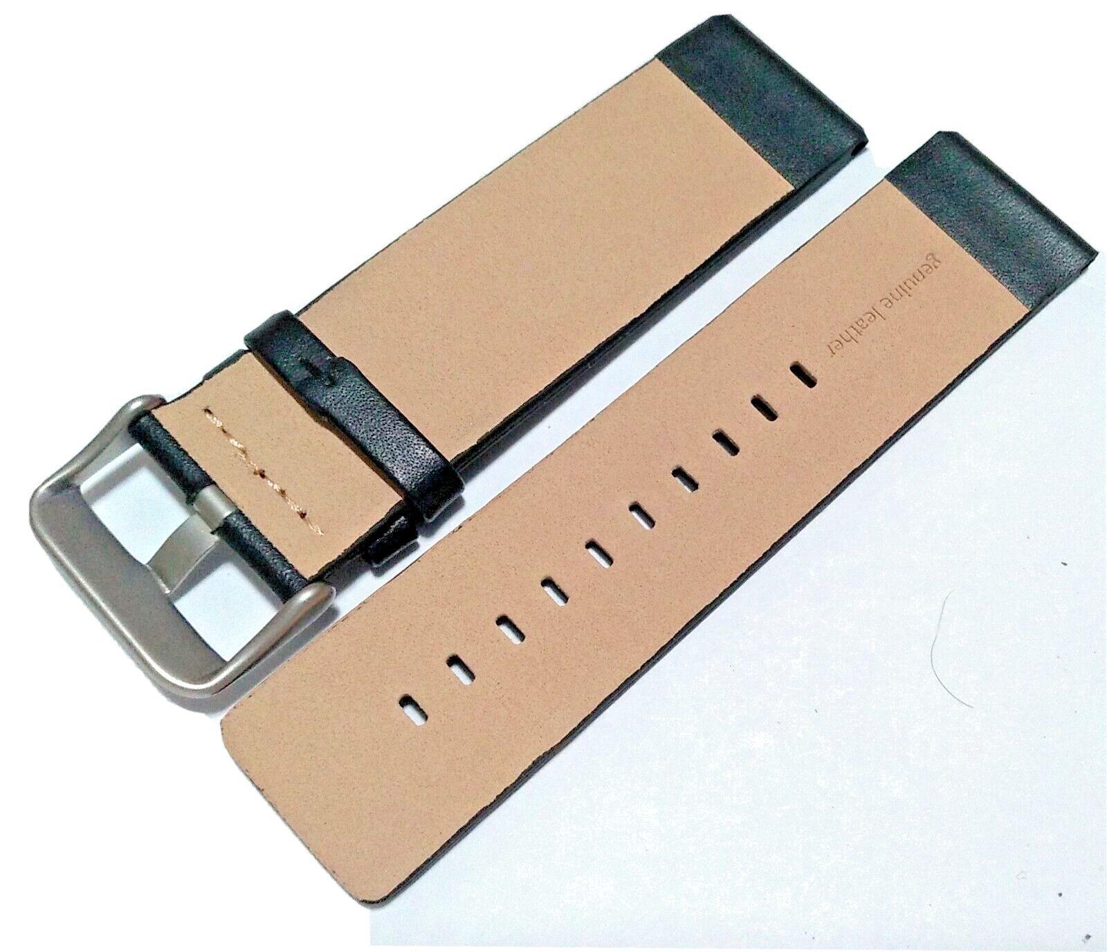 Genuine Leather Black 24mm Smartwatch Watch Band 7 7/8″ (201mm) Regular Length