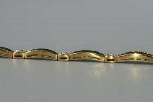 10.00 CT Princess Cut Green Emerald Women’s Tennis Bracelet 14K Yellow Gold Over