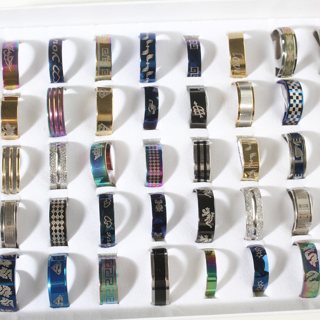 50 X Stainless Steel Rings Men Women Fashion Jewelry Party Gift Wholesale Lot