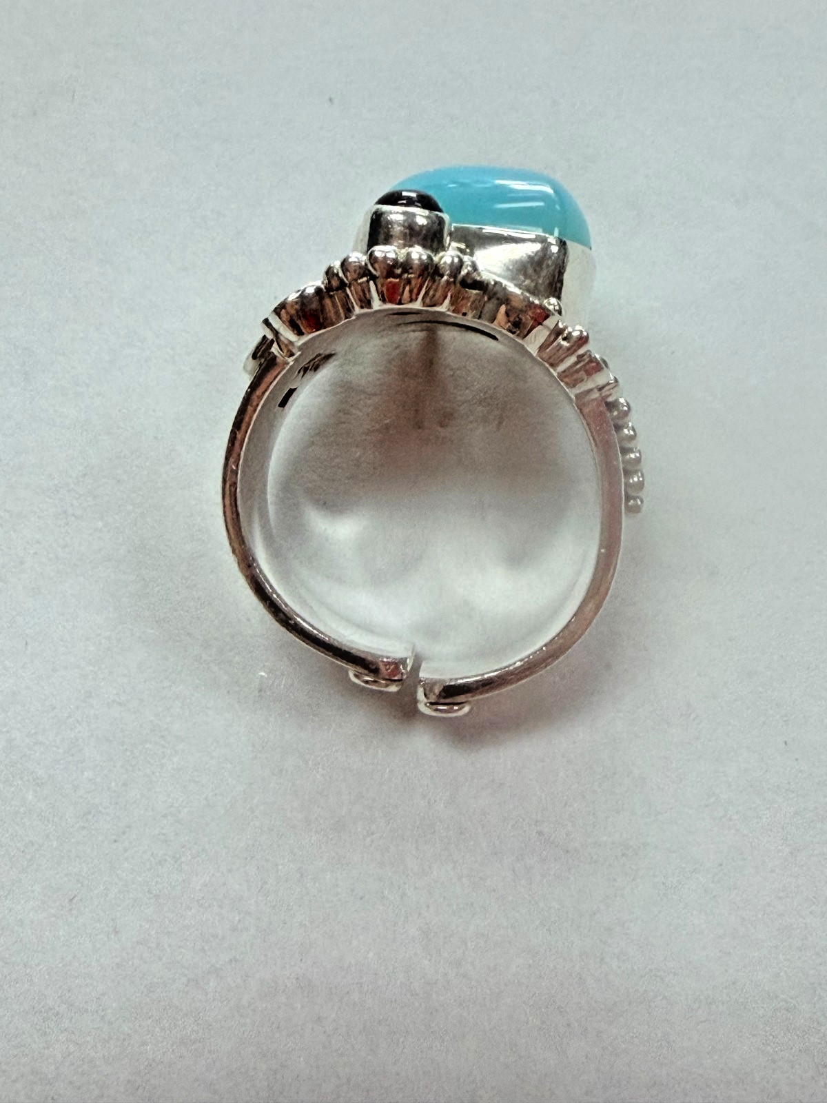 Sajen Silver Ring (Size 9) with Sea Blue Chalcedony Stone [076DUW]