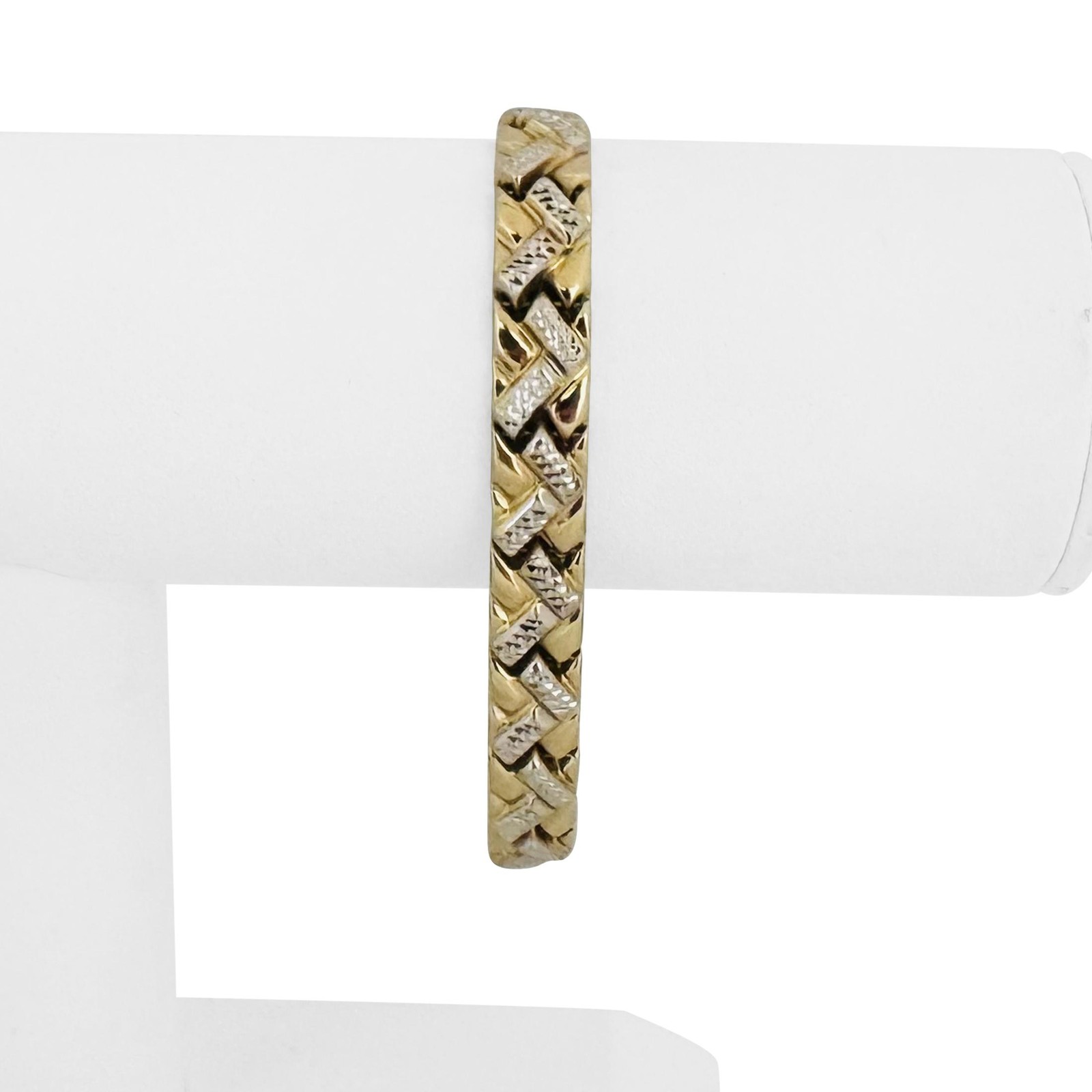 14k Yellow and White Gold 11.7g Diamond Cut Fancy Link Bracelet 7.25″