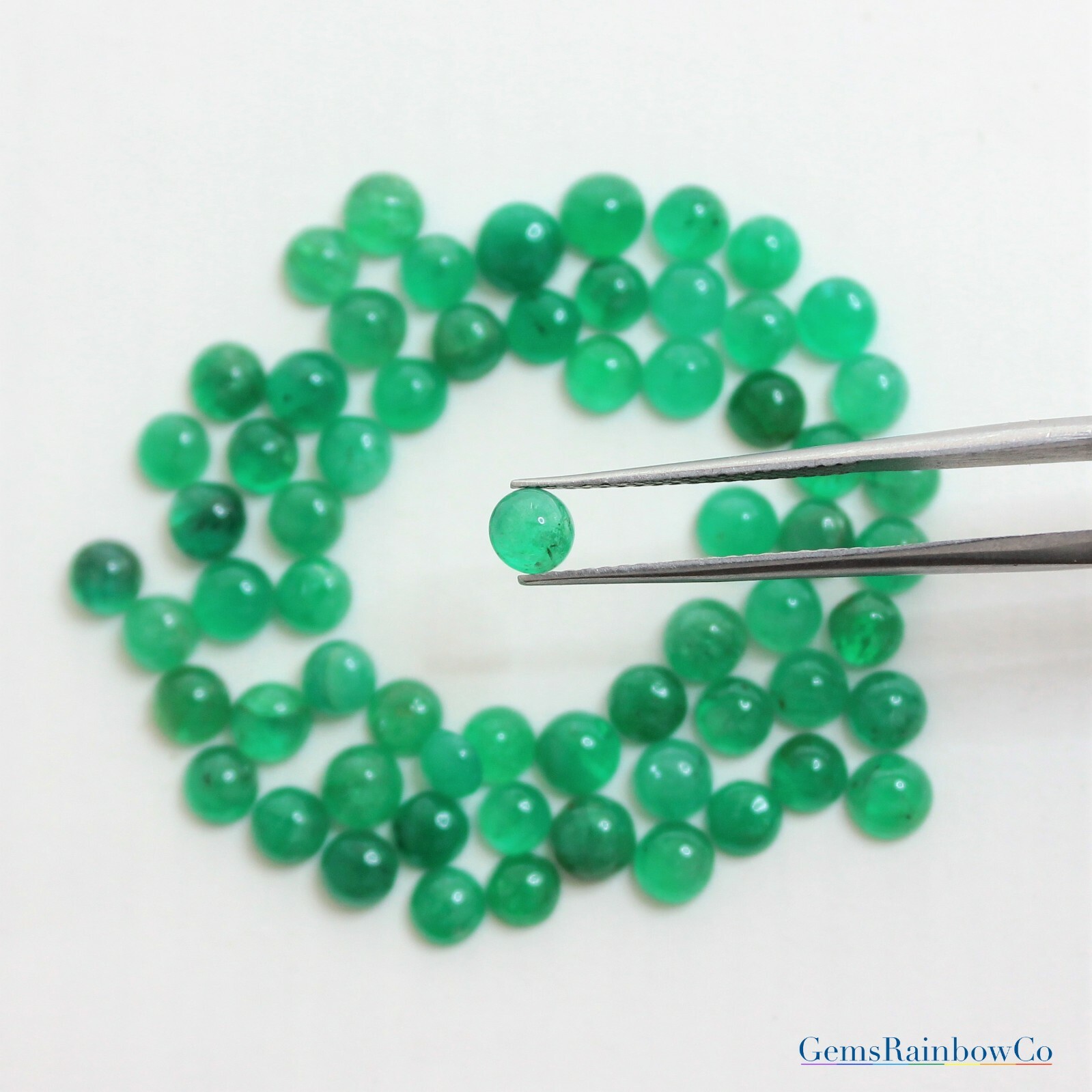 Zambian Emerald Cabochons, Natural loose Round gemstone in sizes 2 & 7mm| #868