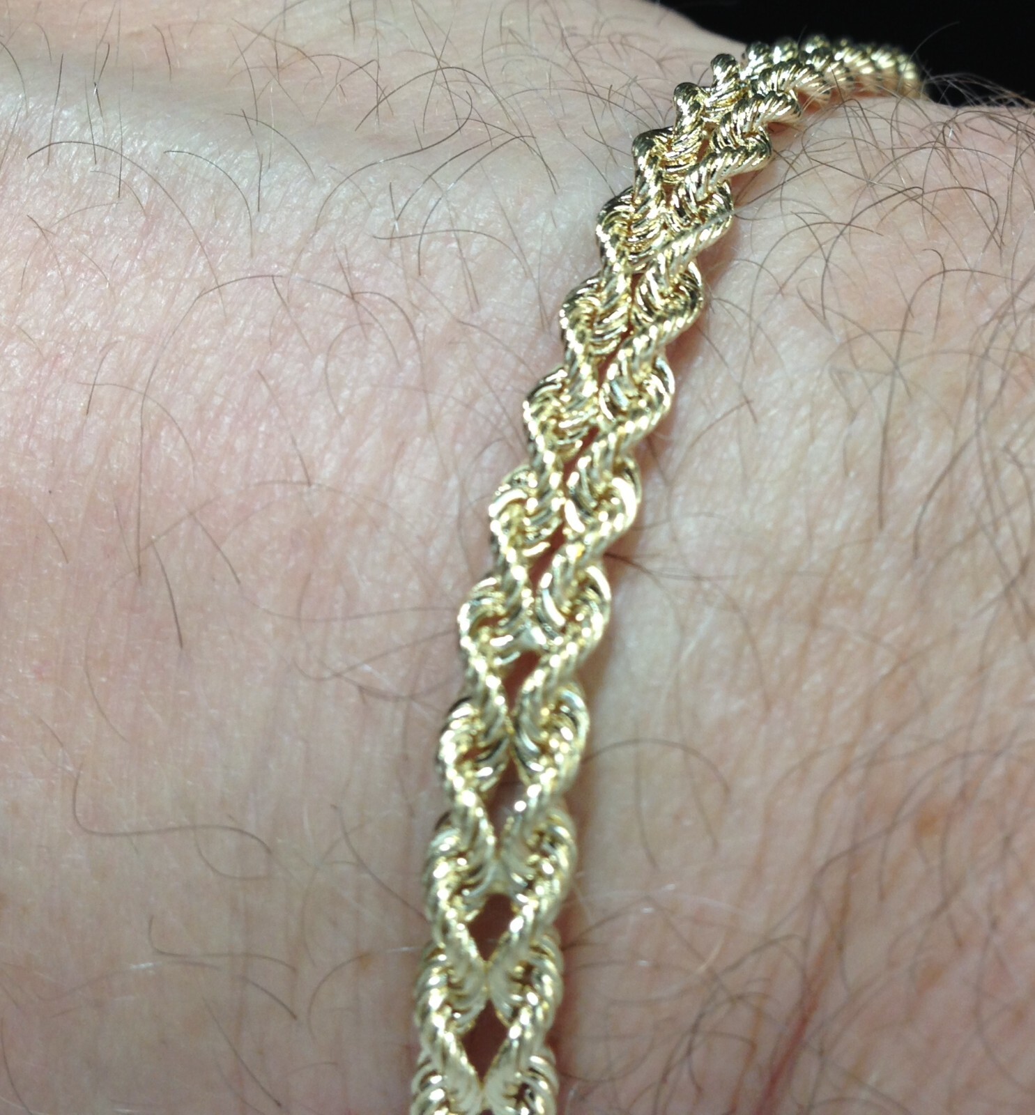 14k Yellow Gold 7″ Two Strand Multi Line Rope Chain Bracelet 5 MM 7.2 Grams