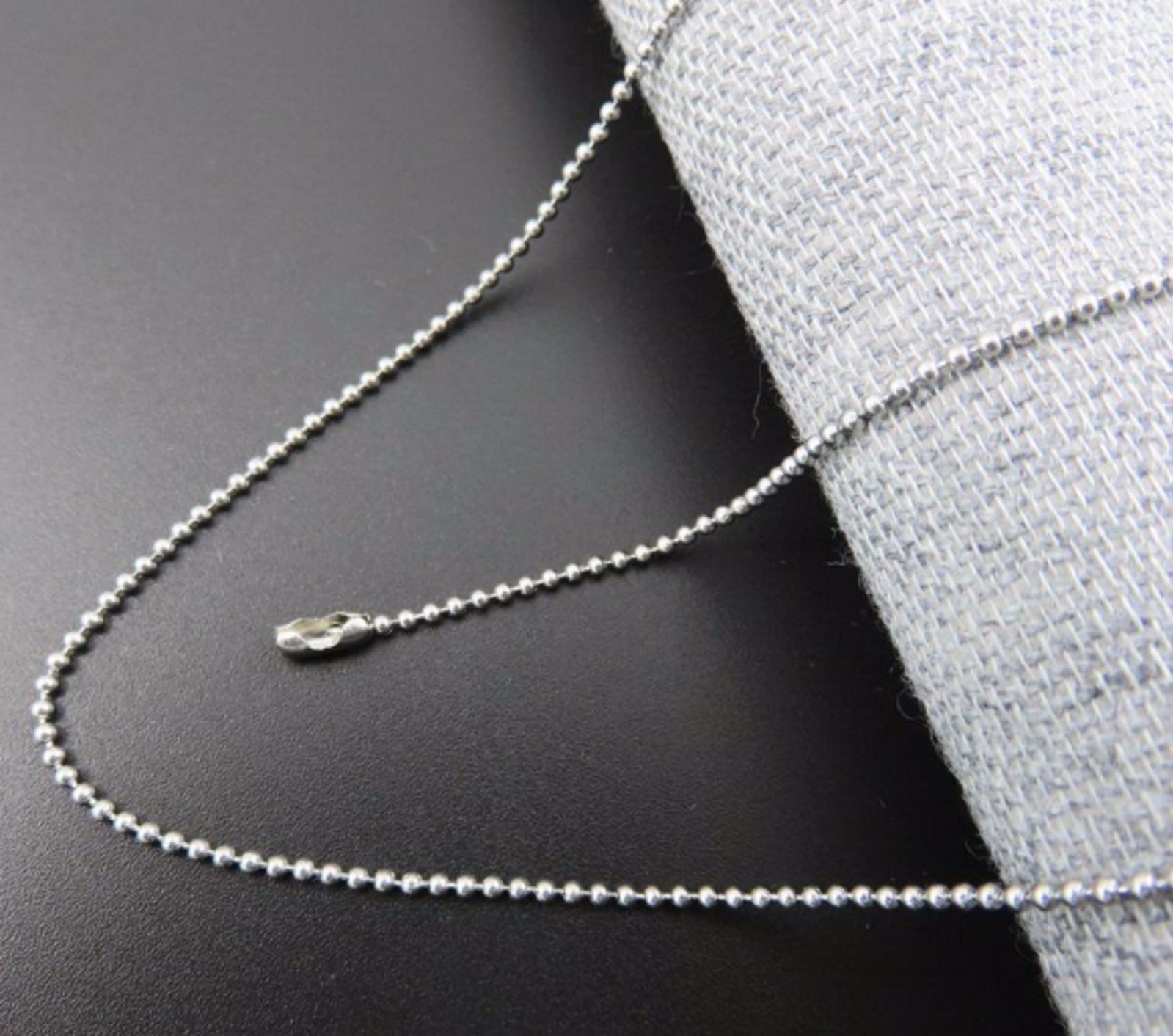 14-30″ 1.5mm Bead Ball Chain Silver Colour Soldier Tag Necklace Stainless Steel