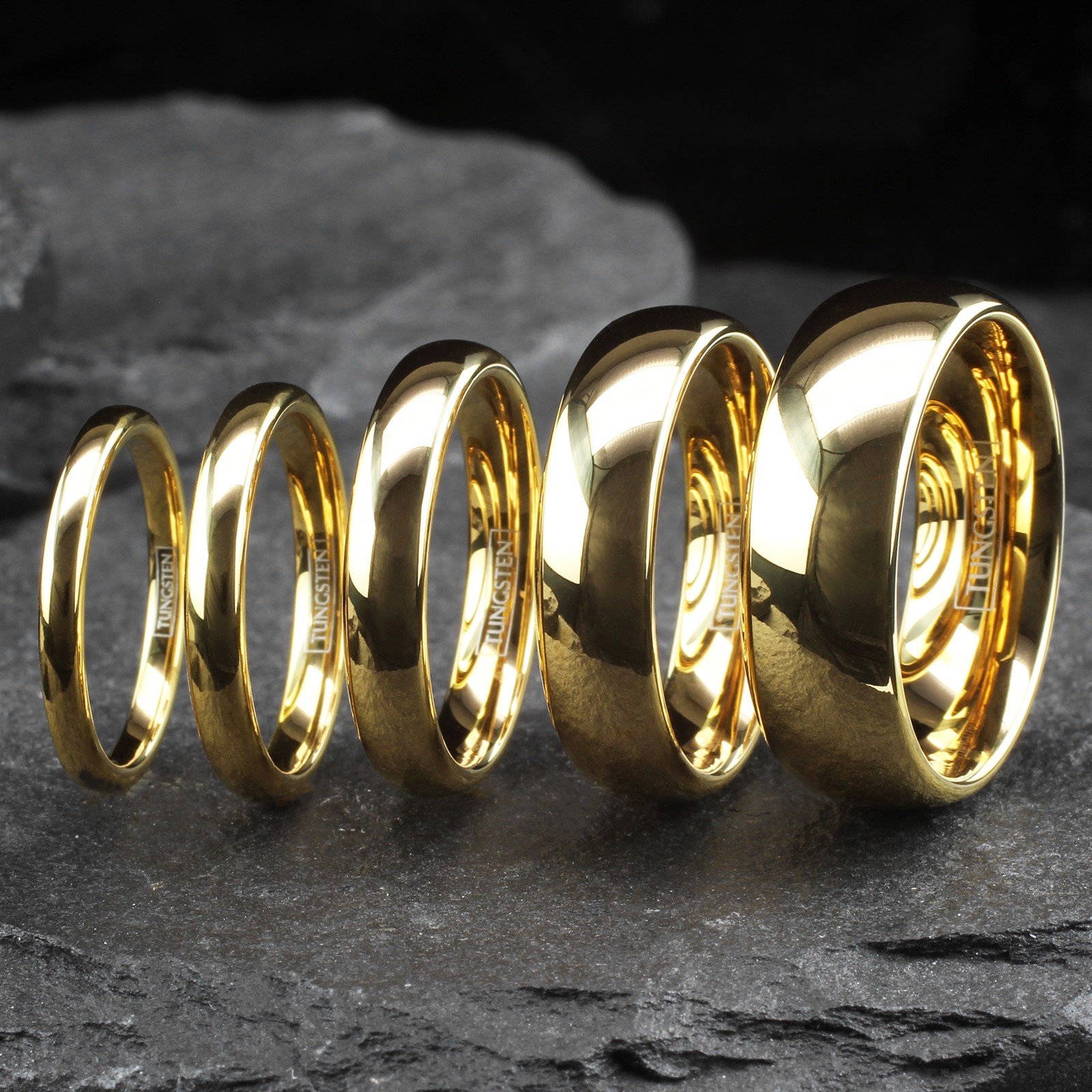 Tungsten Carbide 14K Gold Plated Polished Plain Wedding Band Ring Comfort Fit