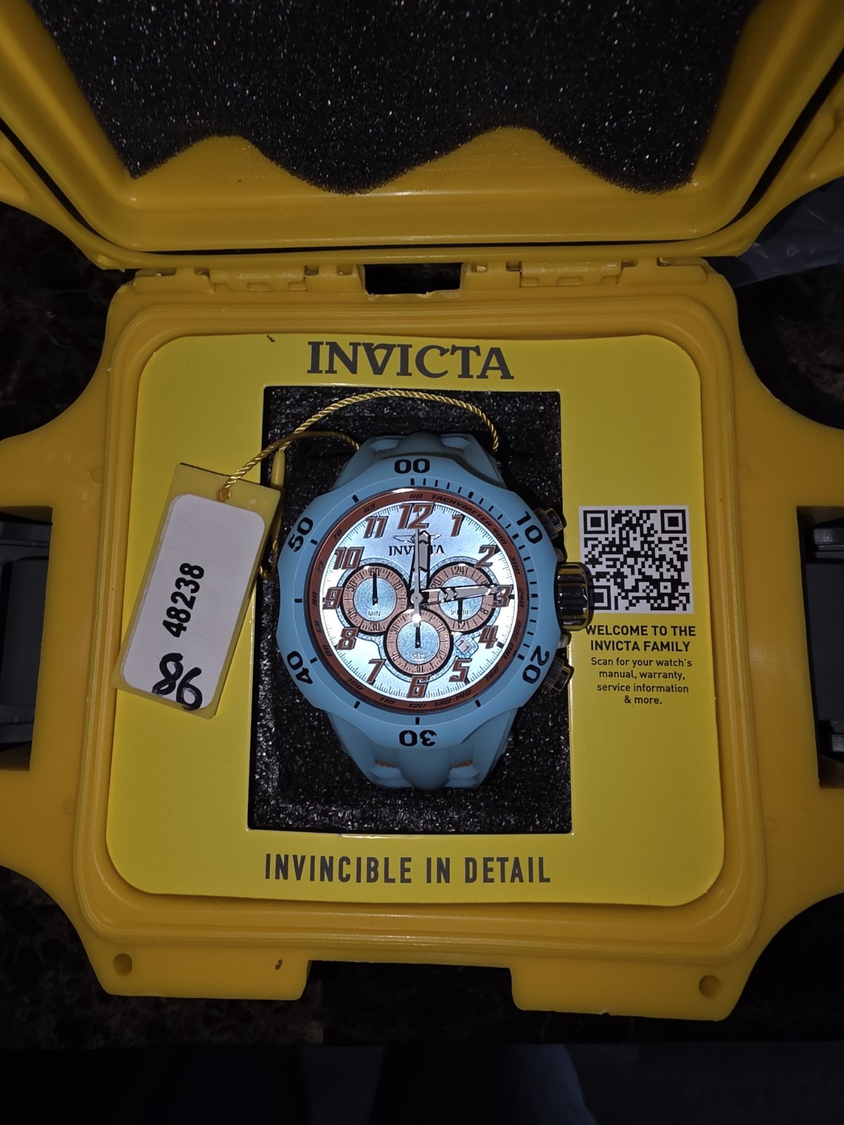 Invicta Men’s VENOM HYDRA 52mm Chronograph Dial LightBlue/ Orange Watch 48238