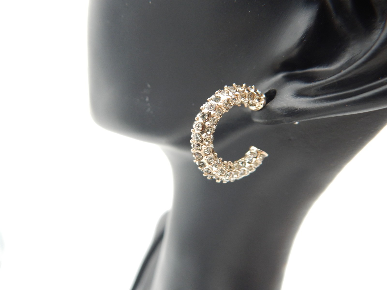 12K Gold Plated Crystal Paved Hoop Earrings