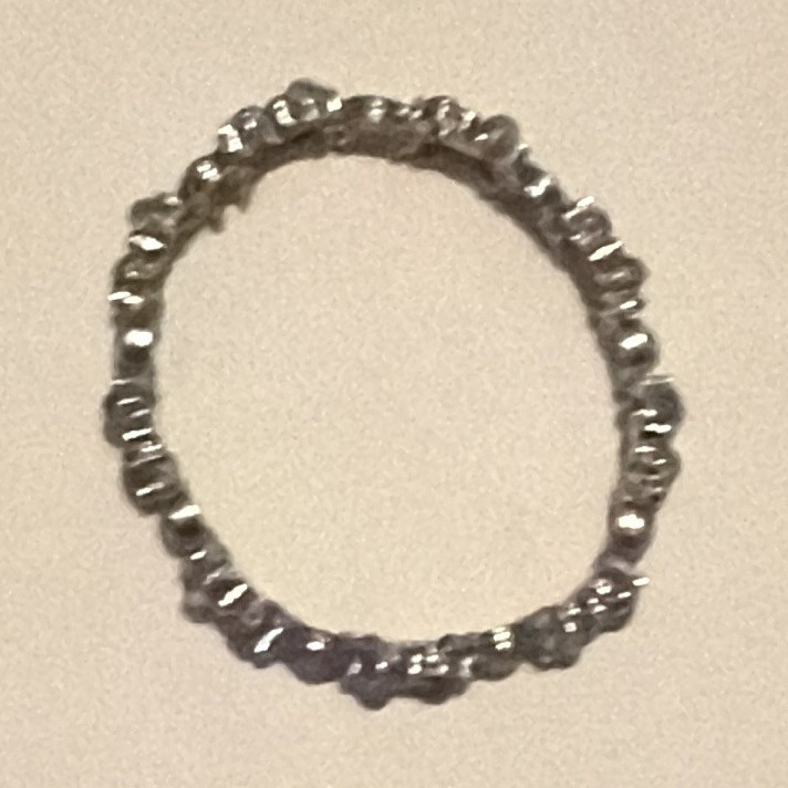 Silver Tone Textured Metal Band Ring Size 7, 2mm Width, No Stone, Band Style