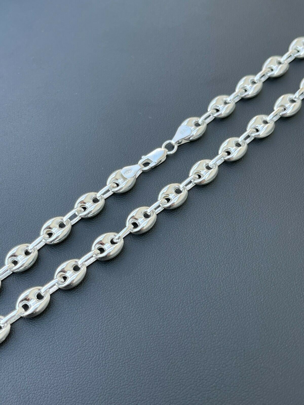 Real 925 Sterling Silver 8mm Puffed Mariner Link Chain Necklace Bracelet 7″-30″