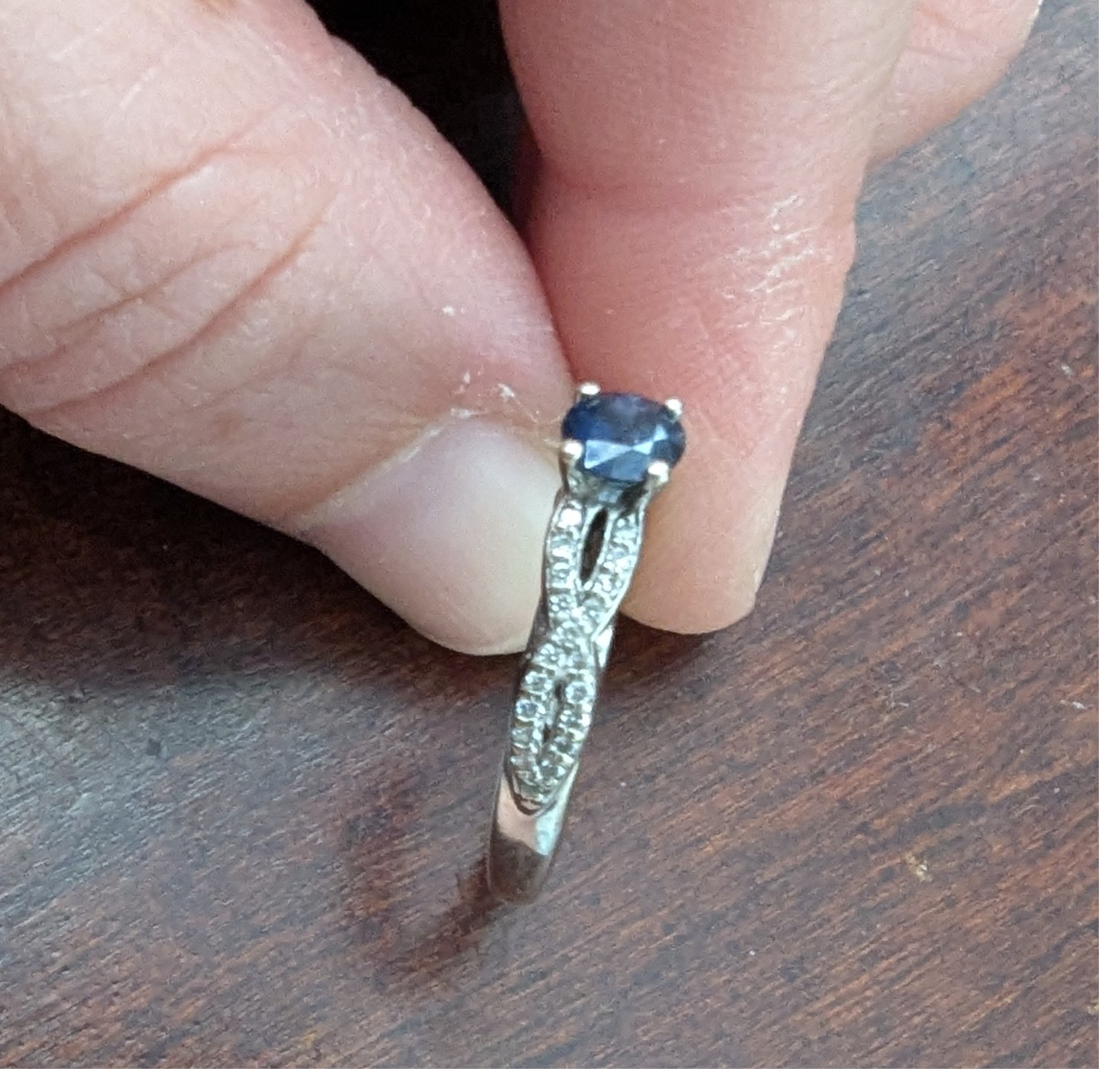 Helzberg Size 6 White Gold, Diamond Engagement Ring Inscribed “Forever Yours” “