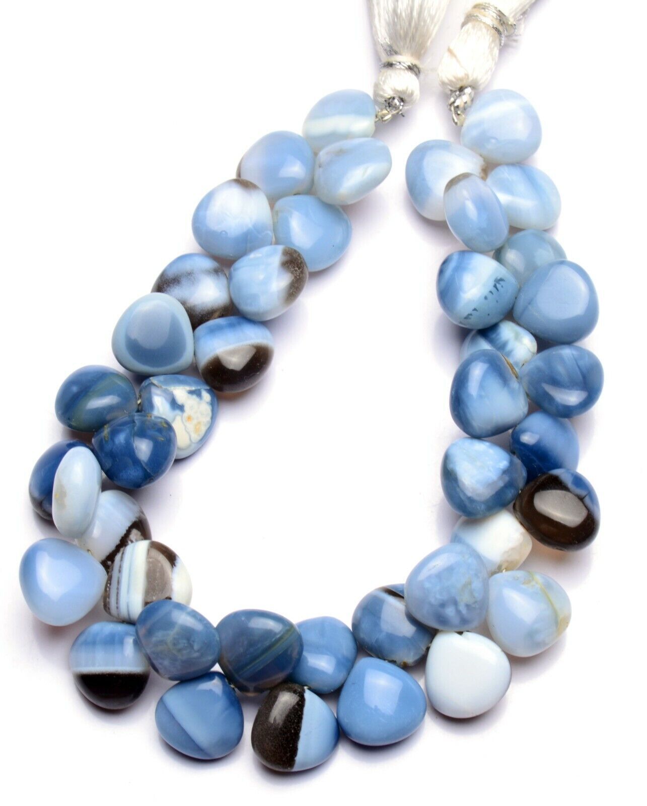 Natural Gem Peru Blue Opal 10mm Approx. Size Smooth Heart Shape Beads 8″ 138Cts.