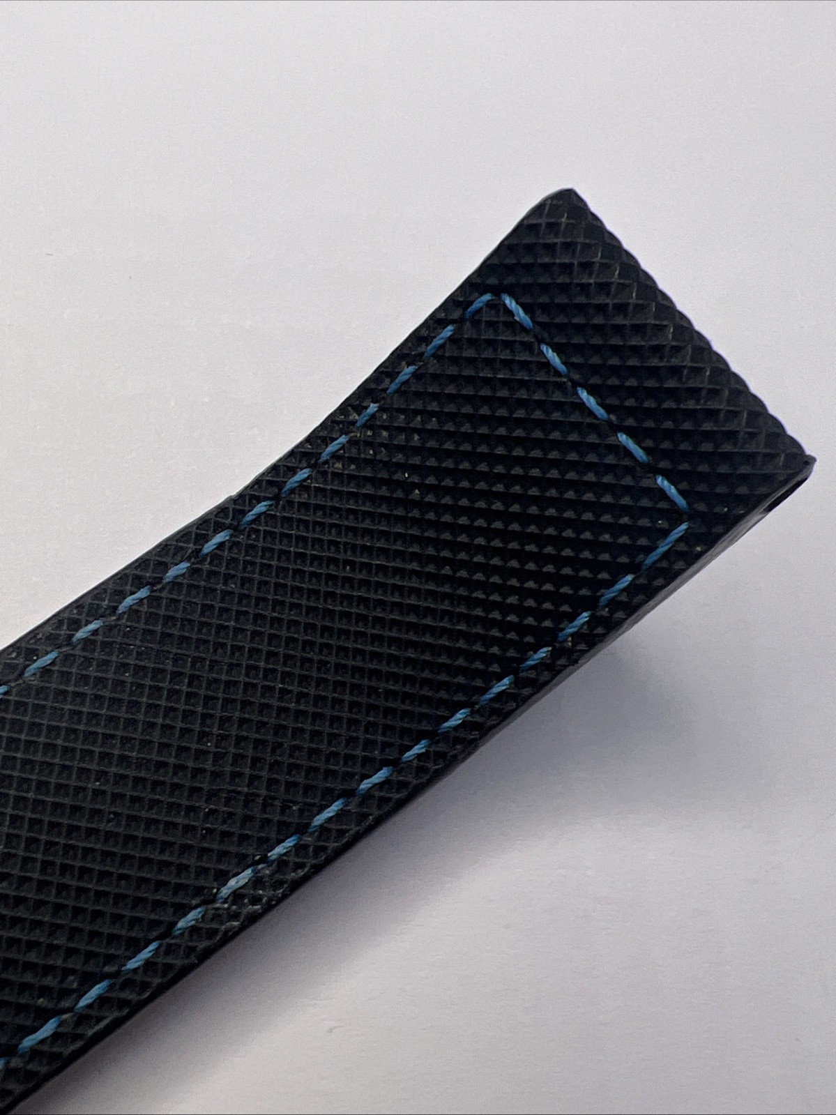 Panerai 22mm Black & Blue Nylon Rubber Diver Watch Strap Band Satin Steel Clasp