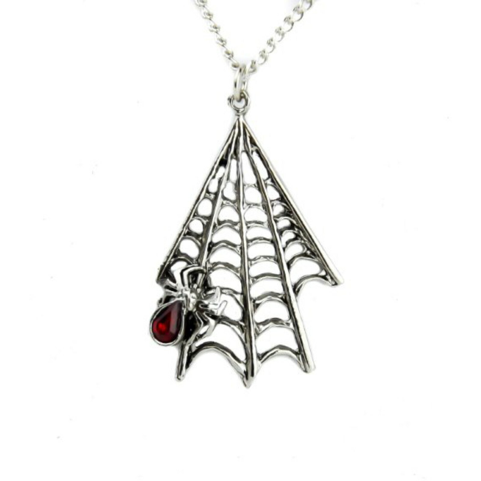 Hanging Spider Web Necklace Pendant Goth Punk Emo Metal Grunge Halloween Witchy