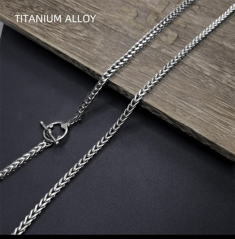 4mm TA1 Pure Titanium Keel Chain Necklace Men Positive and Negative Anti-Allergy