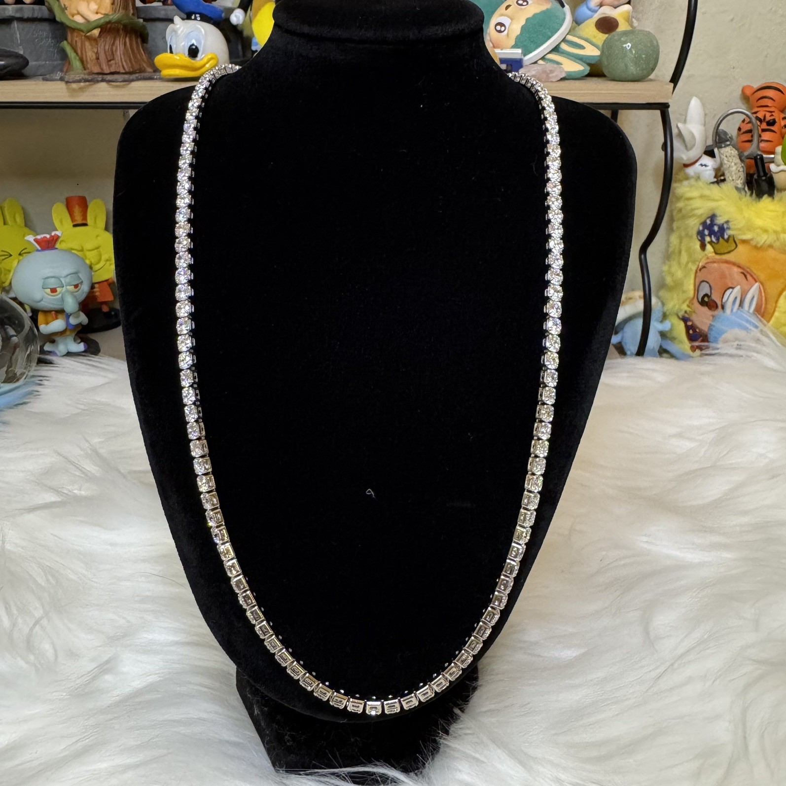 Tennis Necklace Moissanite Chain 21.5in, 4mm, 14K White Gold Filled