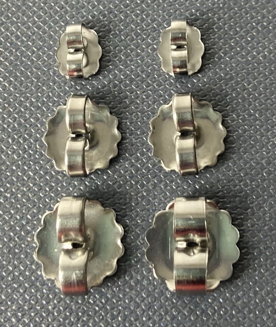 Lia Sophia Earring Backs Hypo Allergenic 3 Sets: 1 Small/1 Med/1 Large Authentic