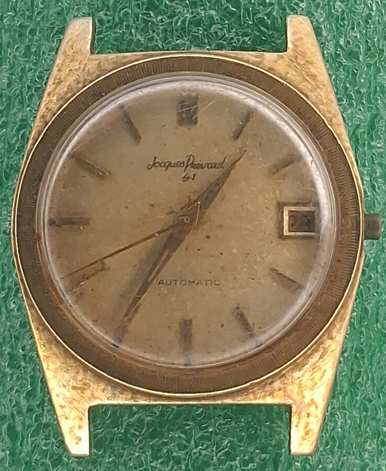 Lot W676 Mens Jacques Prevard 14kt Gold/Steel Auto Movement Vintage Watch Parts
