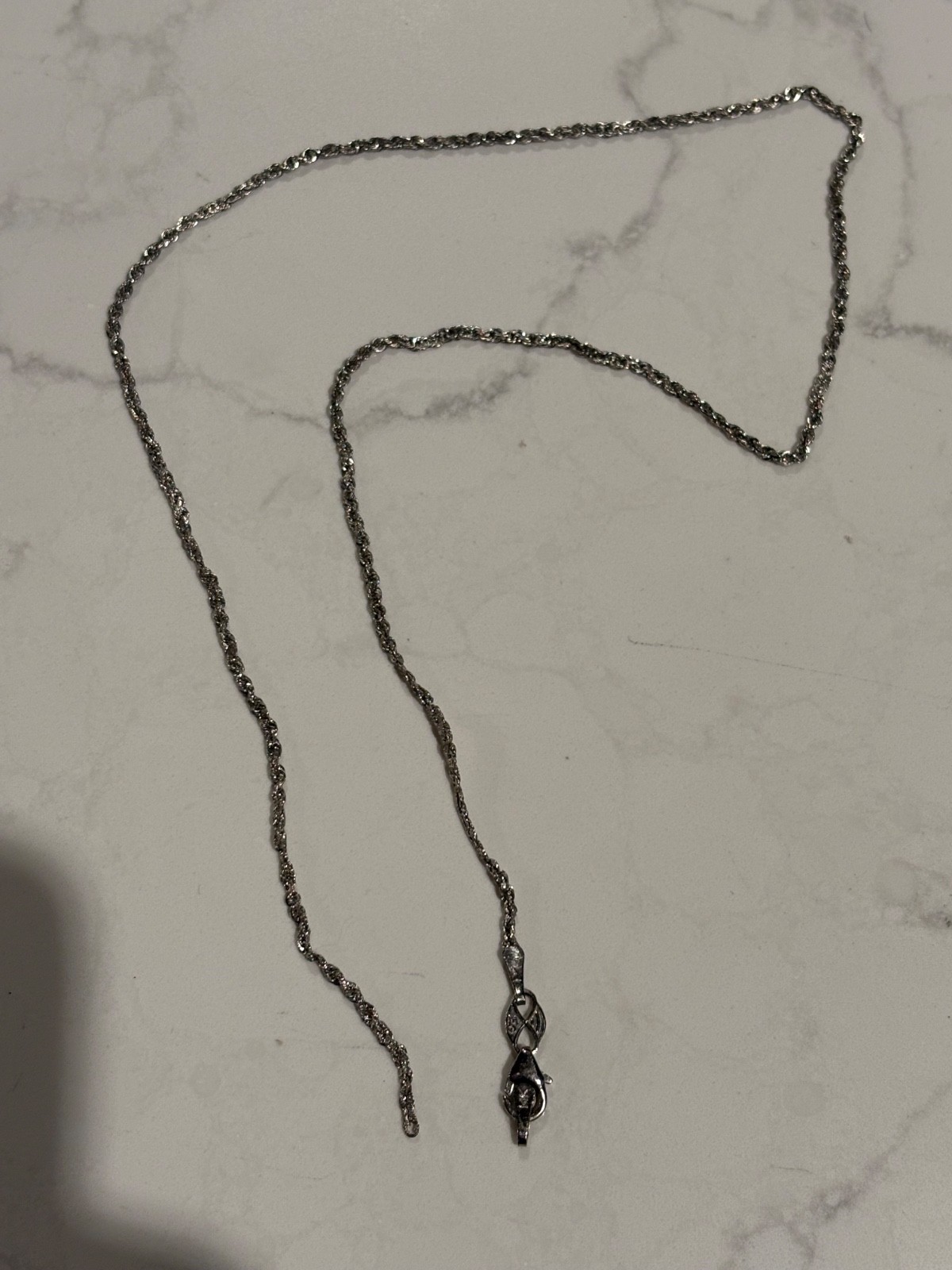 Broken 14K Gold Rope Chain Necklace 16.5” 1.91g Marked Bolivia Scrap Repair