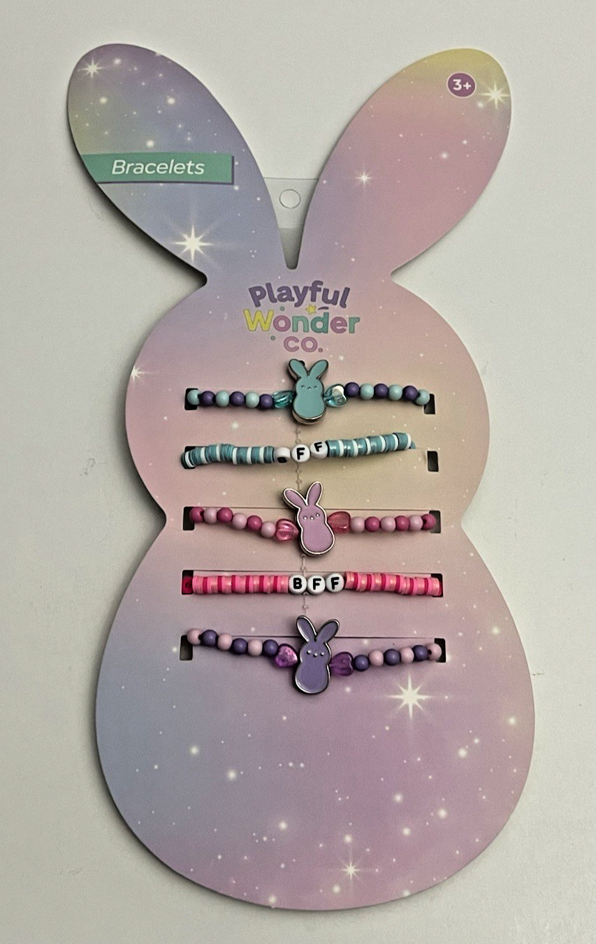 Playful Wonder Easter Bracelets Pink Blue Bunny BFF Stretch Bead Holiday Jewelry