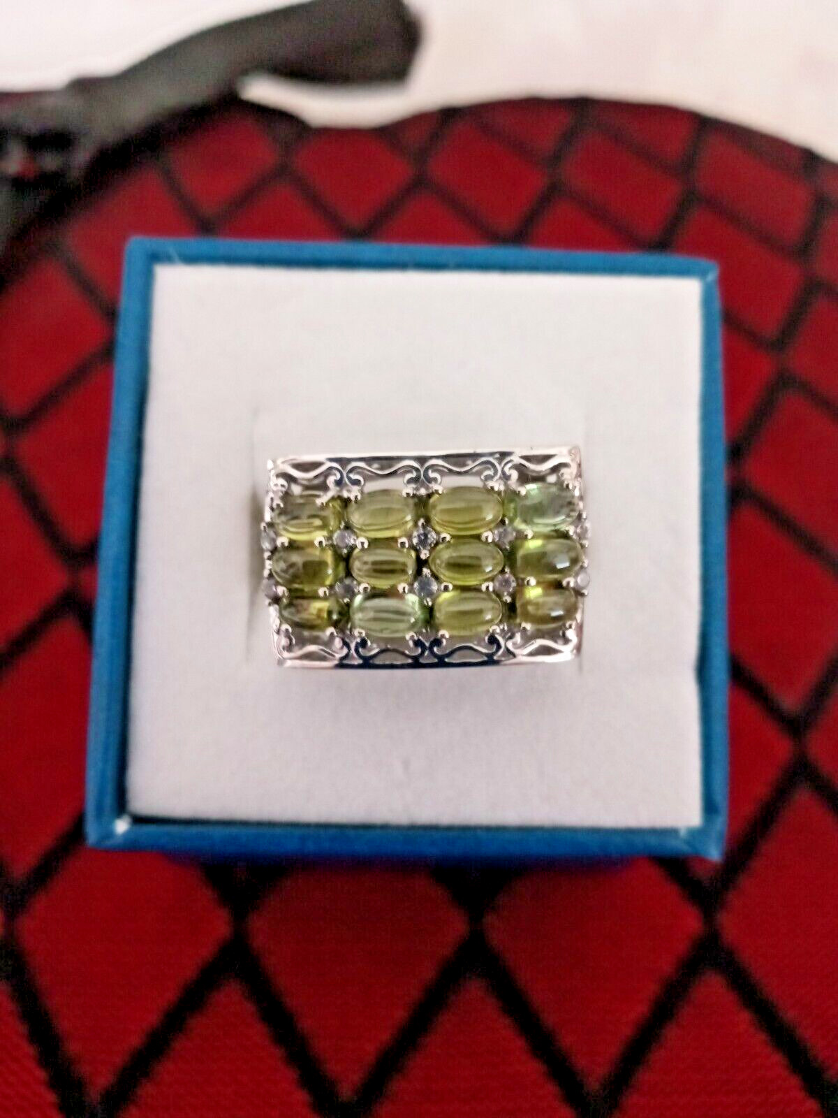 Italian Natural Vesuvianite and Zircon Ring in Plat Over Sterling 3.75 cts Sz 7