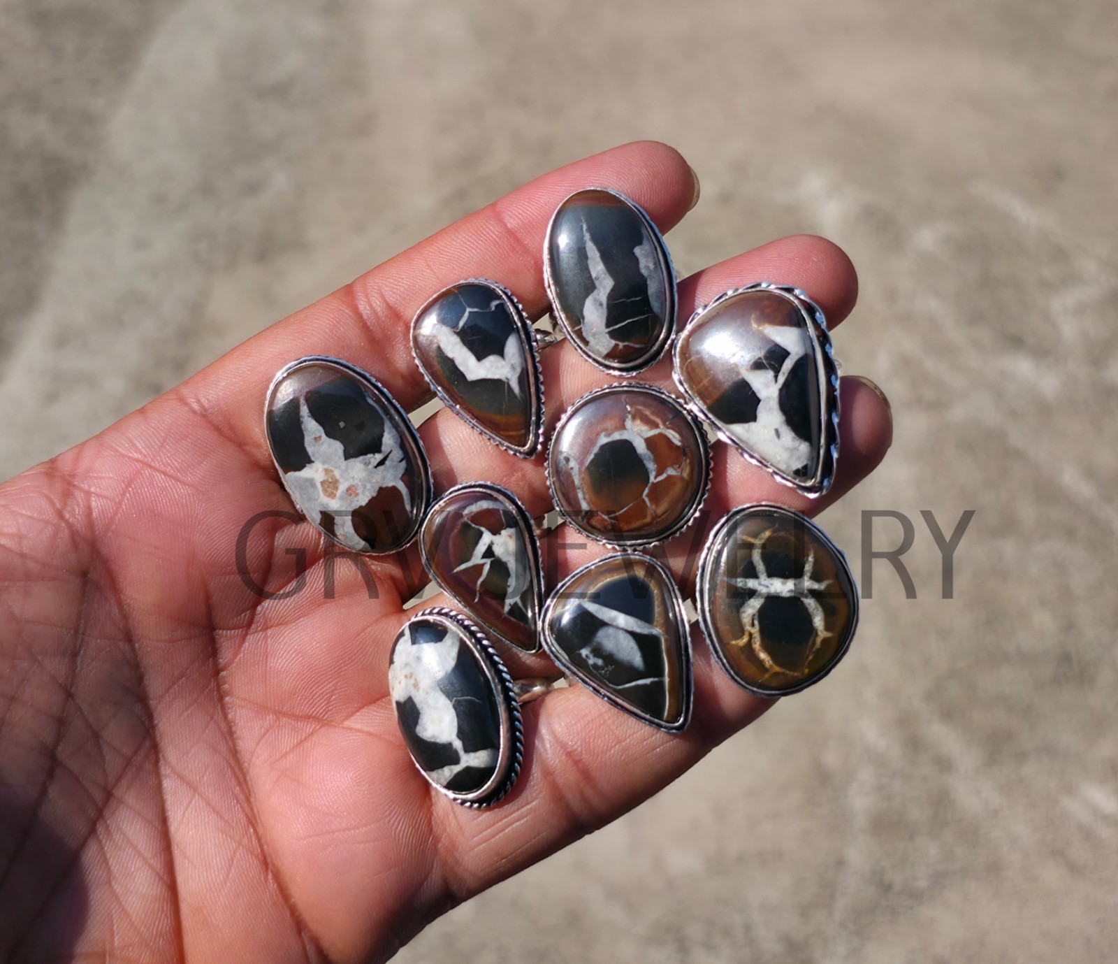 1-500 Pcs Spider Septarian In Wholesale Rings Lot Bulk: Silver Plated Whr-98