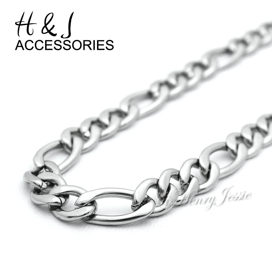 16-40″MEN’s 316 L Stainless Steel 4.5mm Silver Figaro Link Chain Necklace