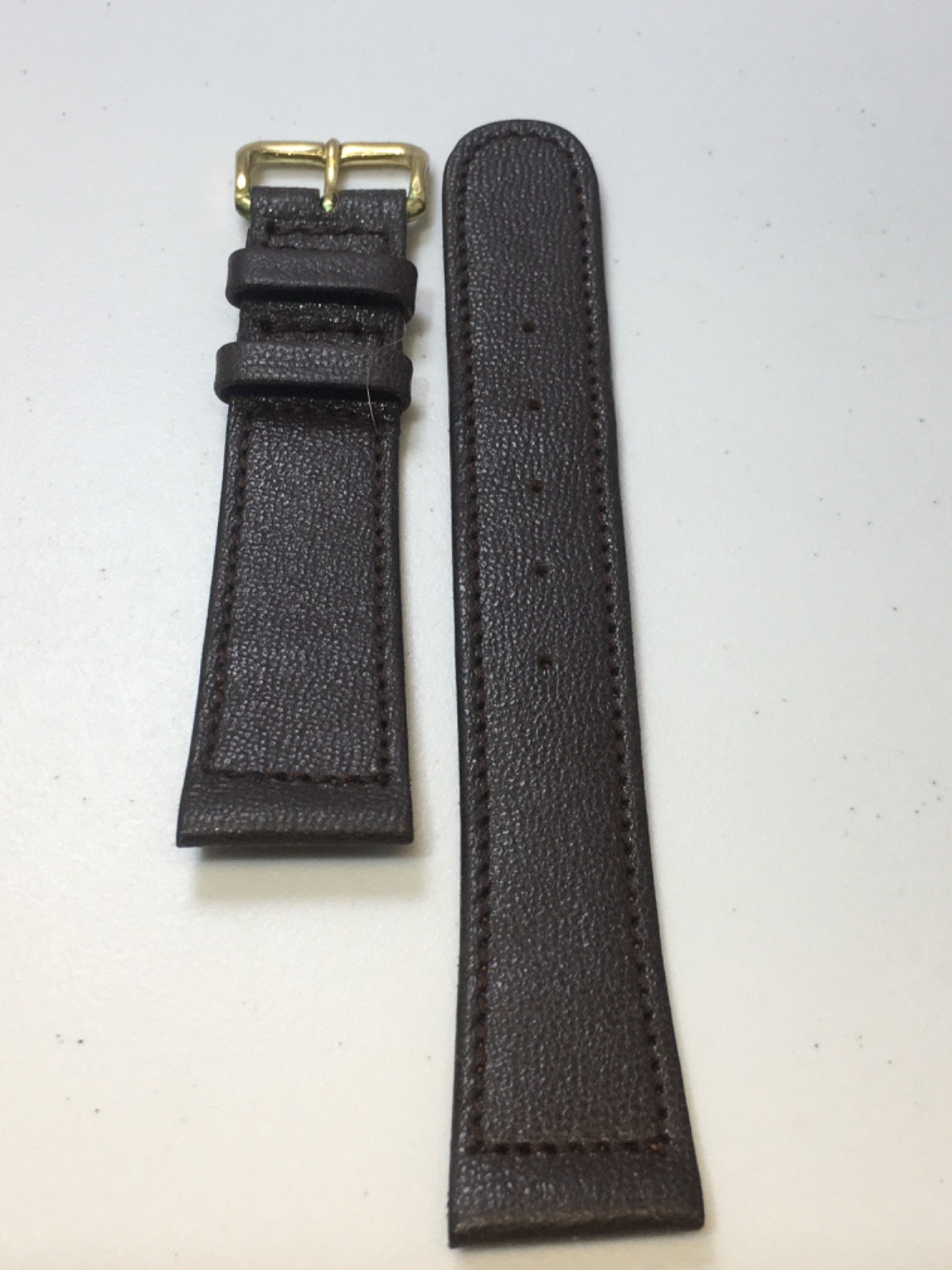 Vintage Seal Dark Brown Leather Watch Strap Hand Made 1950s Sewn End 19mm N.O.S.