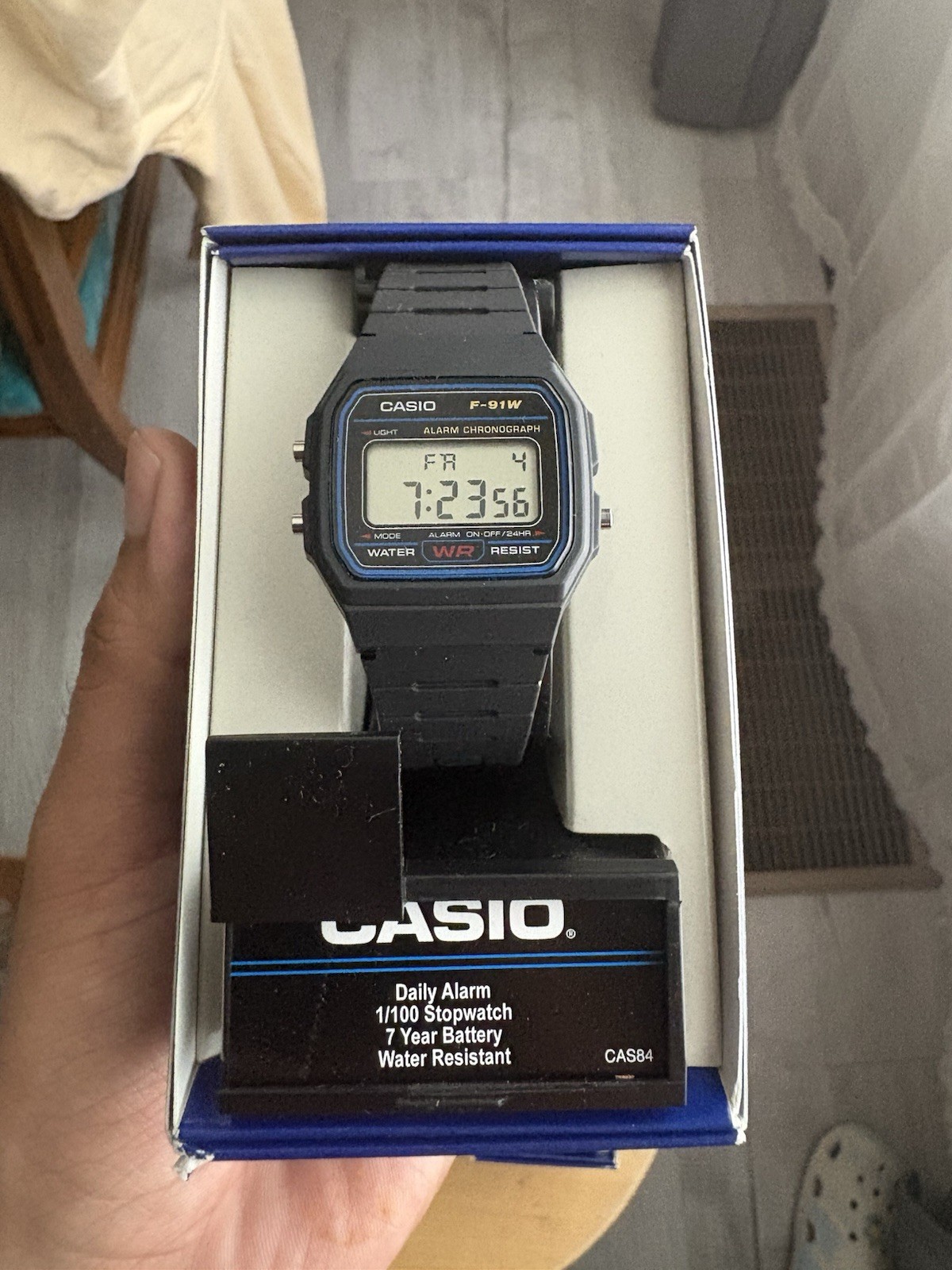 Casio F91W-1 Lot + Illuminator Black/green/ Stainless Steel Watch Strap, NEW NM