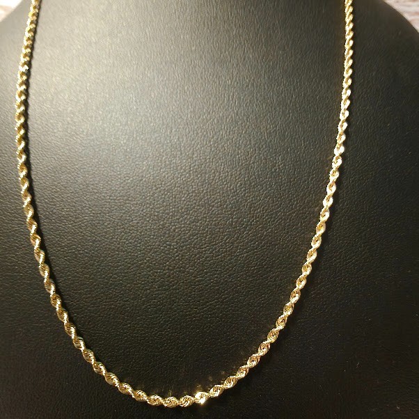 10k Gold Diamond Cut Rope Chain 20-inch 1.8mm