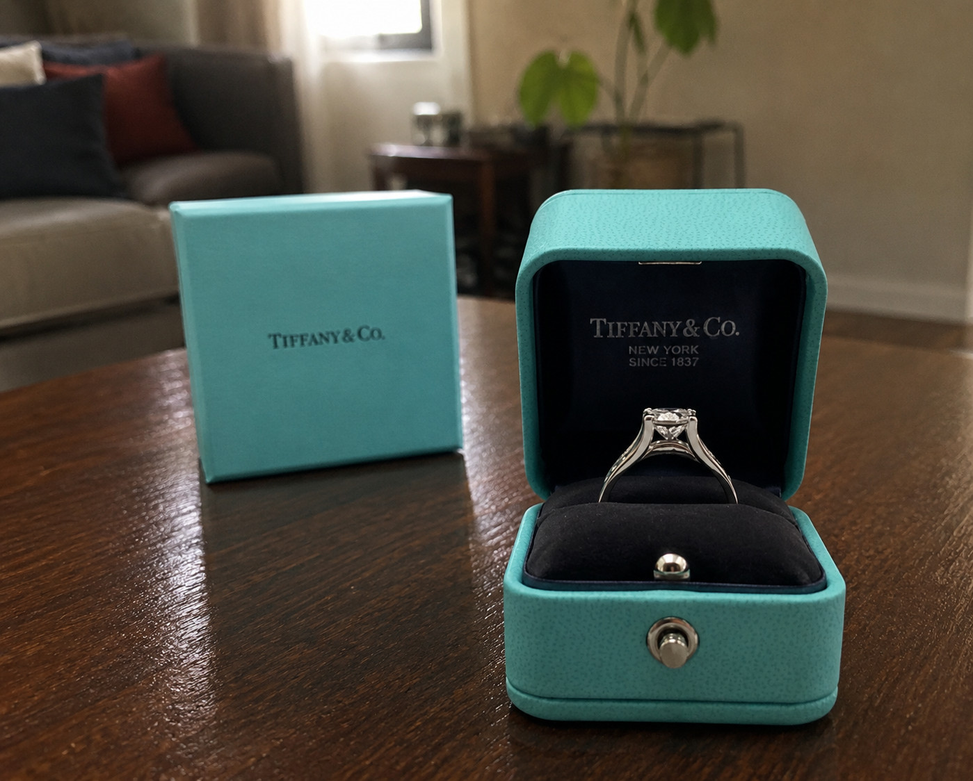 Tiffany & Co Engagement Ring Box w/ Outer Box & Ribbon Gift Set Free & Fast Ship