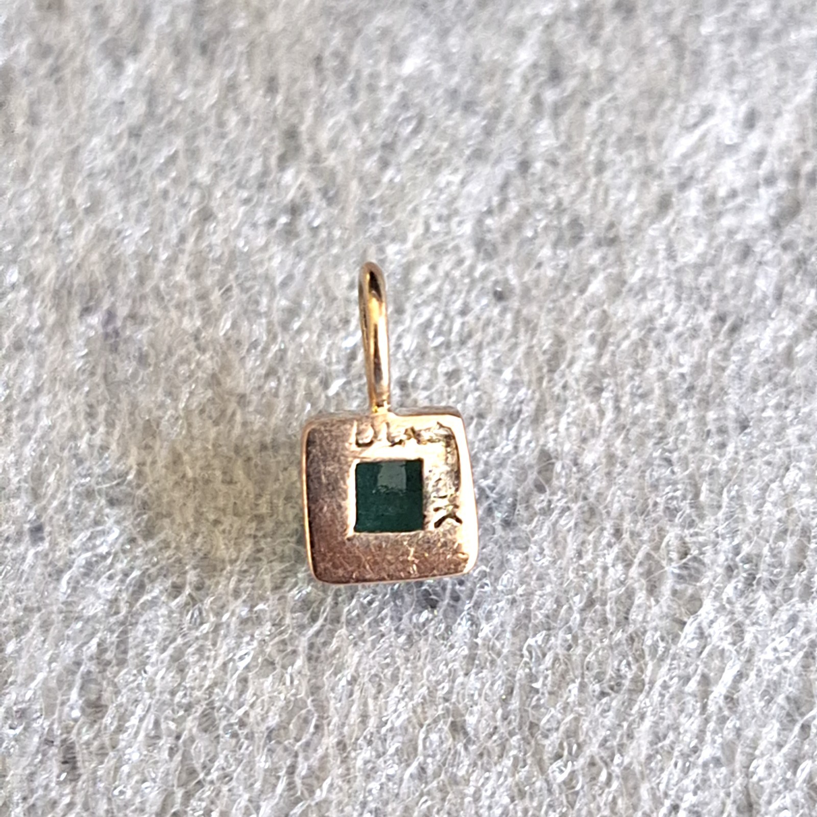 Jane Diaz Mini Pendant Green Stone 10K Rose Gold