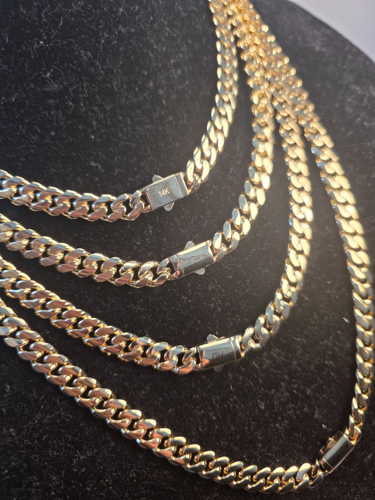 14k Gold Plated Monaco Chain, Bracelet, Anklet Cuban Link 6mm-8mm 7″-24″