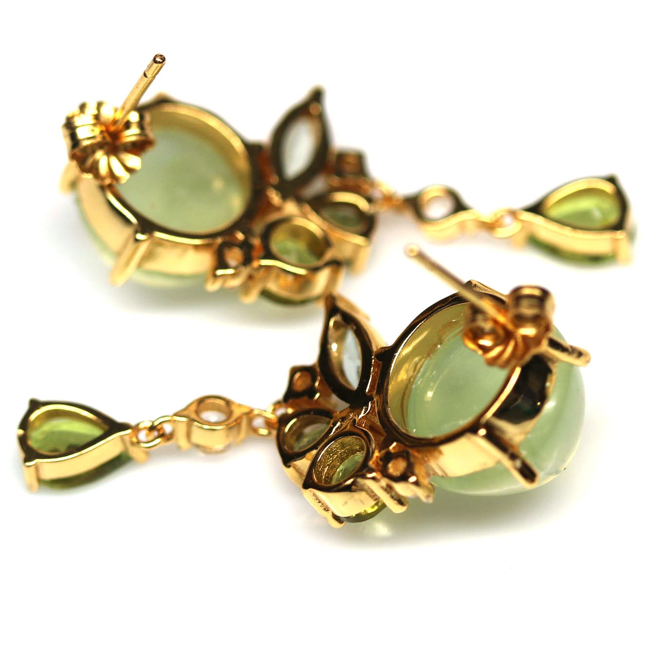 Handmade 925 Silver Green Prehnite Peridot Sapphire Zircon Jewelry Earrings