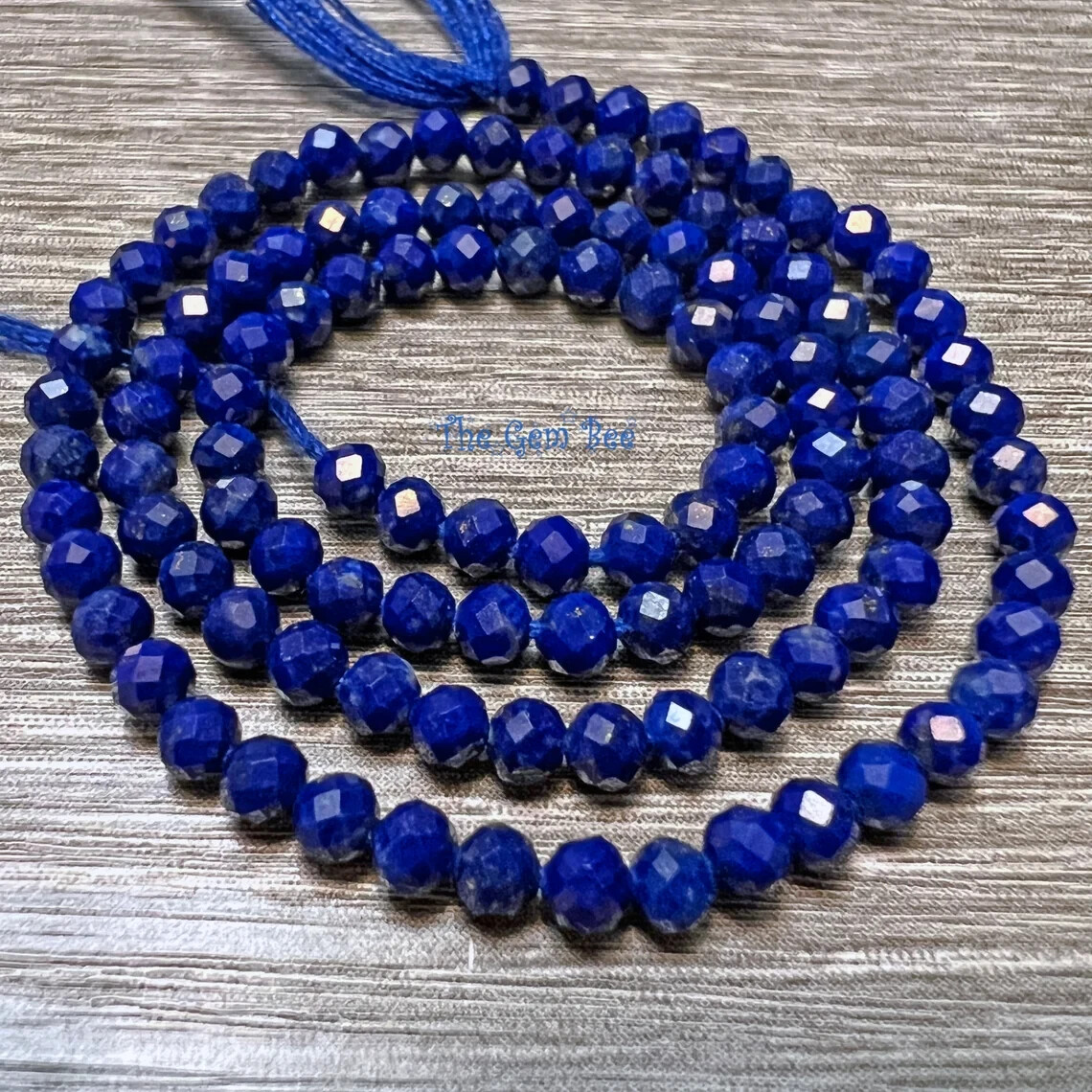3mm Royal Blue Afghani Lapis Lazuli Faceted Round Rondelle Beads 13 inch Strand
